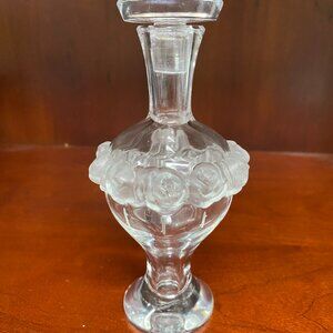 Vintage Lalique France Martine Crystal Perfume Bottle Roses w Stopper